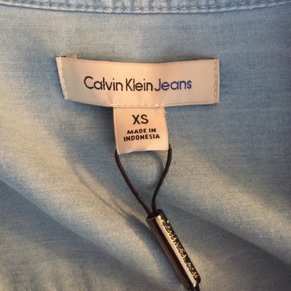 NWT Calvin Klein Jeans Chambray Shirt Dress Sz XS - Picture 5 of 7